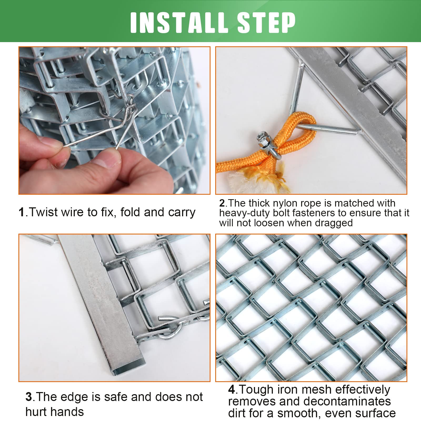 Shimeyao 4 x 3 Feet Zinc Heavy Duty Drag Mat Steel Mesh Infield